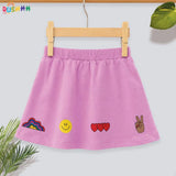 Flared cotton purple skorts with quirky prints
