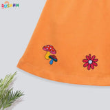 Flared cotton orange color skorts with summer prints