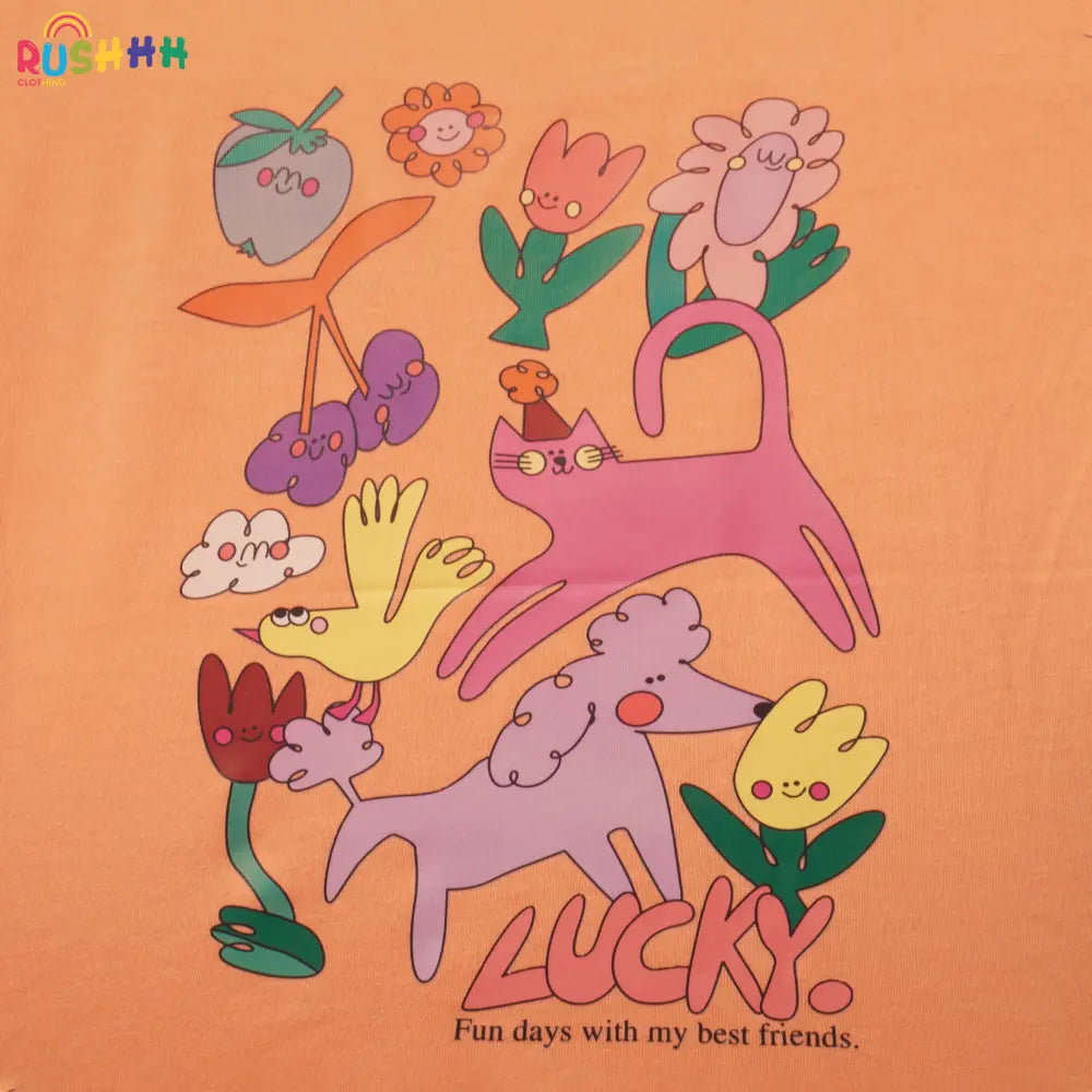 Lucky graphic print boxy style tshirt