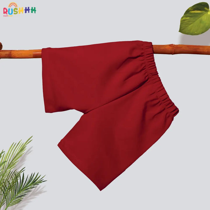 Red solid plain shorts