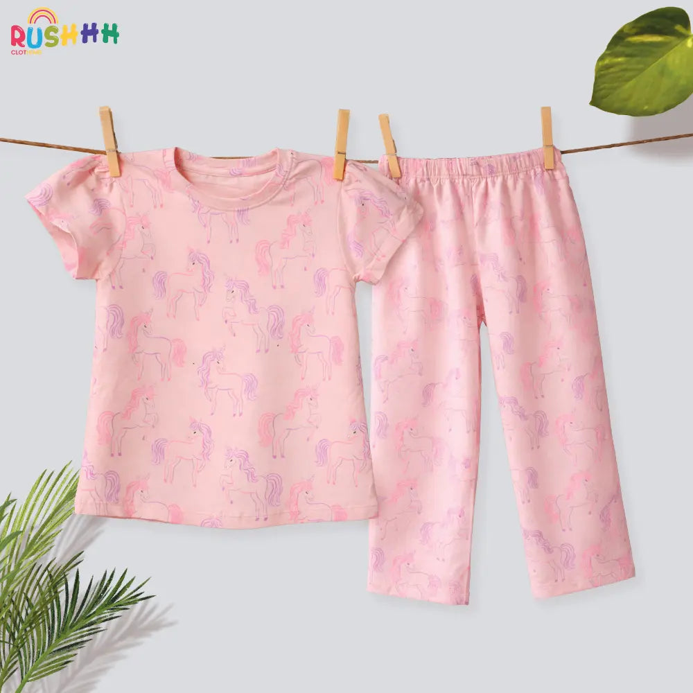2-Pc Unicorn Tshirt and Pajama Set